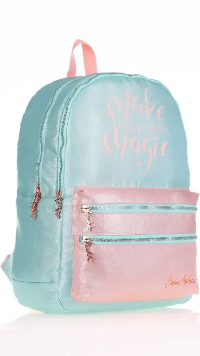 Kaukko Sparkle Duble Mint Okul Sırt Çantası - Simli Kumaş - Ortaokul Lise Günlük