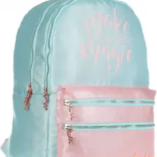 Kaukko Sparkle Duble Mint Okul Sırt Çantası - Simli Kumaş - Ortaokul Lise Günlük