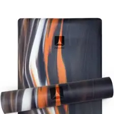 Rebuwo Kaydırmaz Doğal Kauçuk Yoga Matı Pilates Mat Turuncu-Gri Desenli