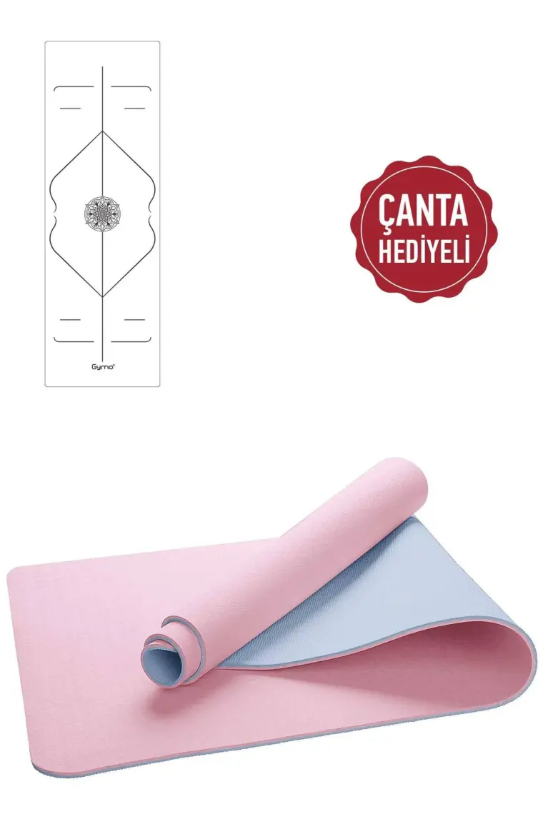 Gymo Hizalamalı Sembol 6mm Tpe Yoga Matı Pilates Minderi Pembe