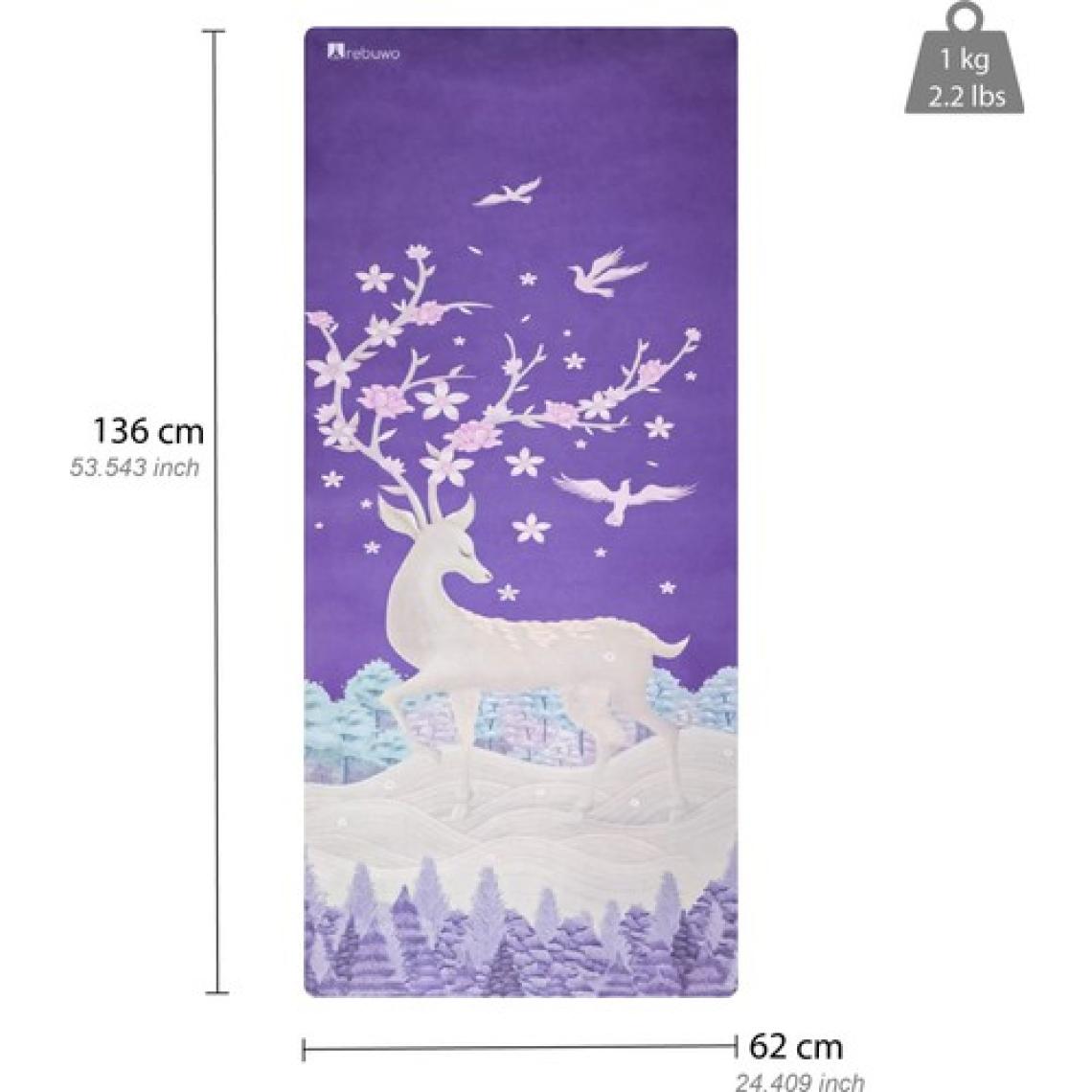 Rebuwo Kaydırmaz 5mm Süet Çocuk Doğal Kauçuk Yoga Mat Pilates Matı Mor 136 X 62 cm