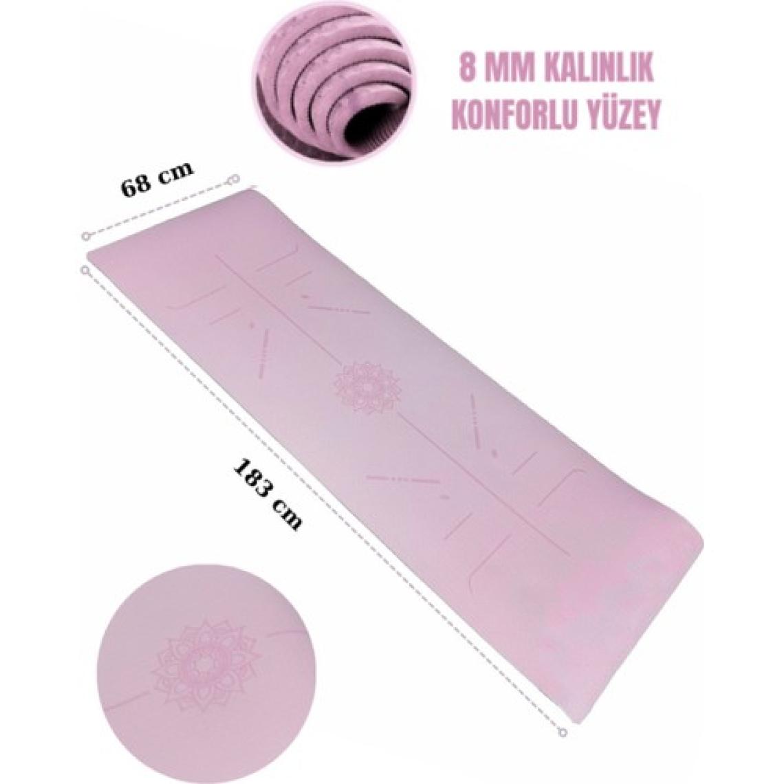 Xtr Fitness Ekstra Konforlu Yoga Matı - 8mm Kalınlık, Ekolojik Tpe Pilates Egzersiz Minderi Pembe