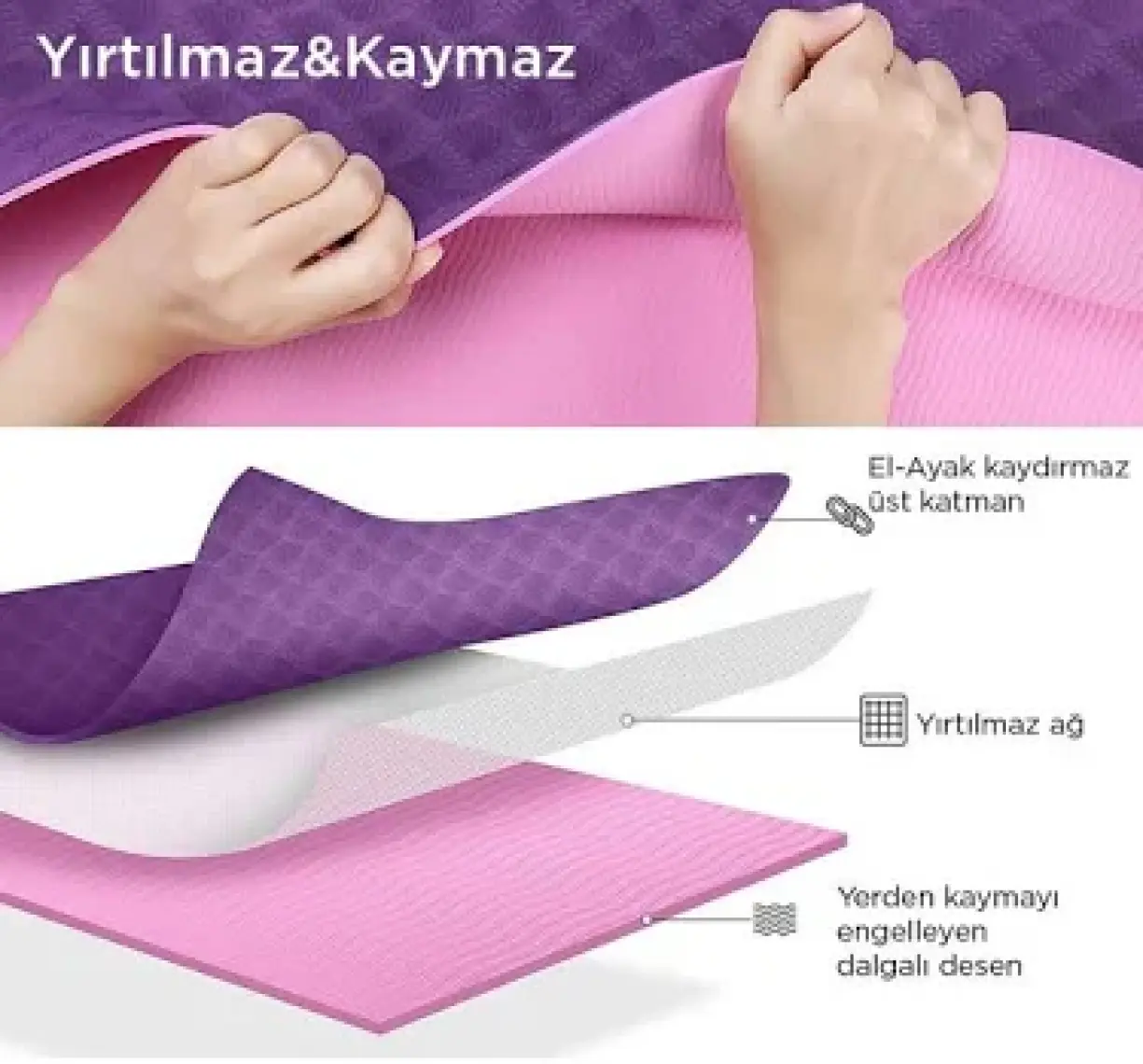 Gymo Hizalamalı Sembol 6mm Tpe Yoga Matı Pilates Minderi Mürdüm