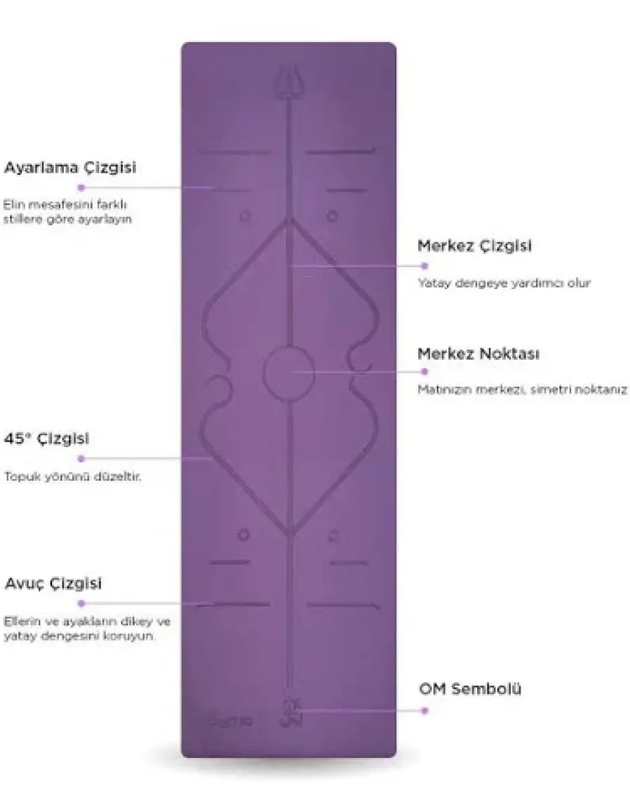 Gymo Hizalamalı Sembol 6mm Tpe Yoga Matı Pilates Minderi Mürdüm