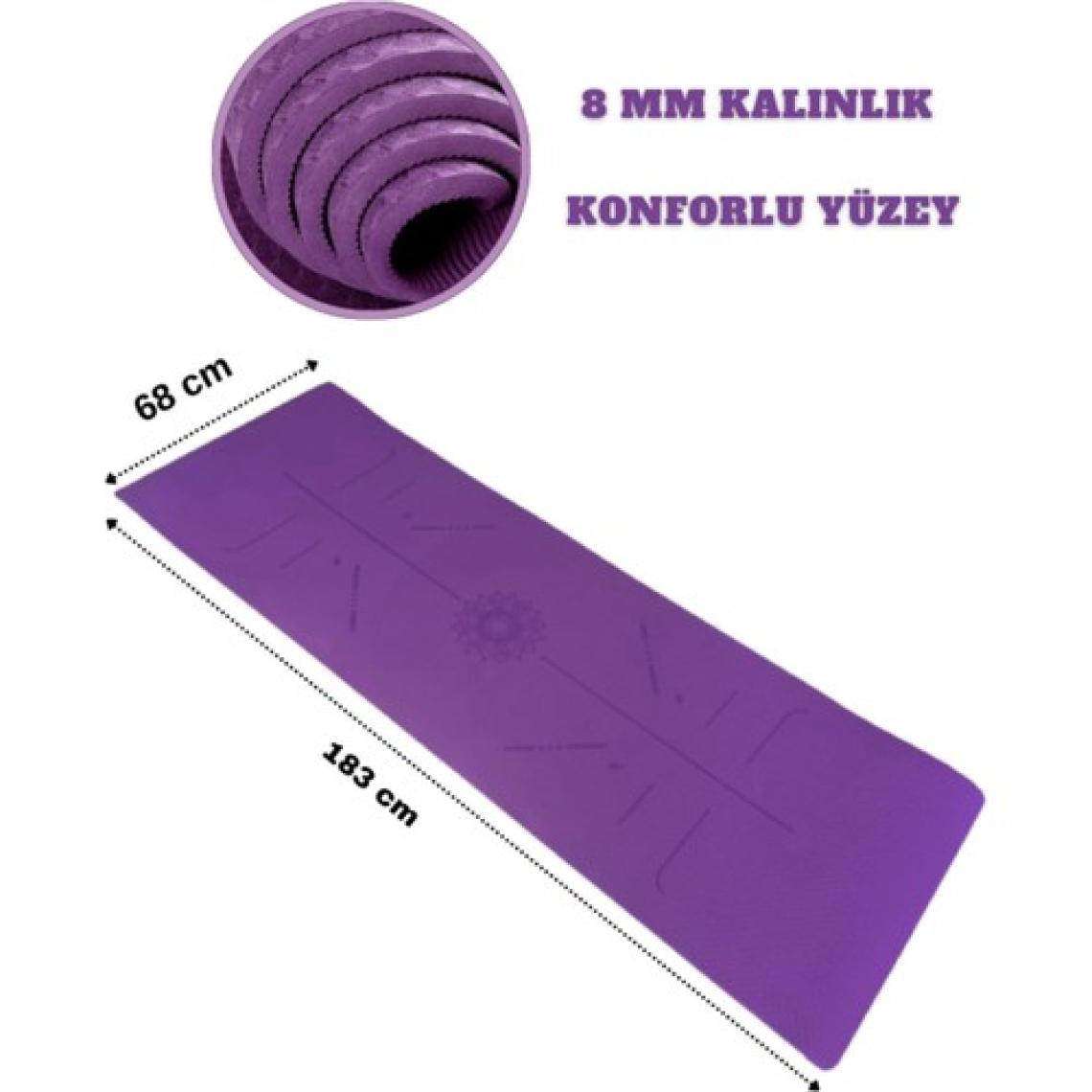 Xtr Fitness Ekstra Konforlu Yoga Matı - 8mm Kalınlık, Ekolojik Tpe Pilates Egzersiz Minderi Mor