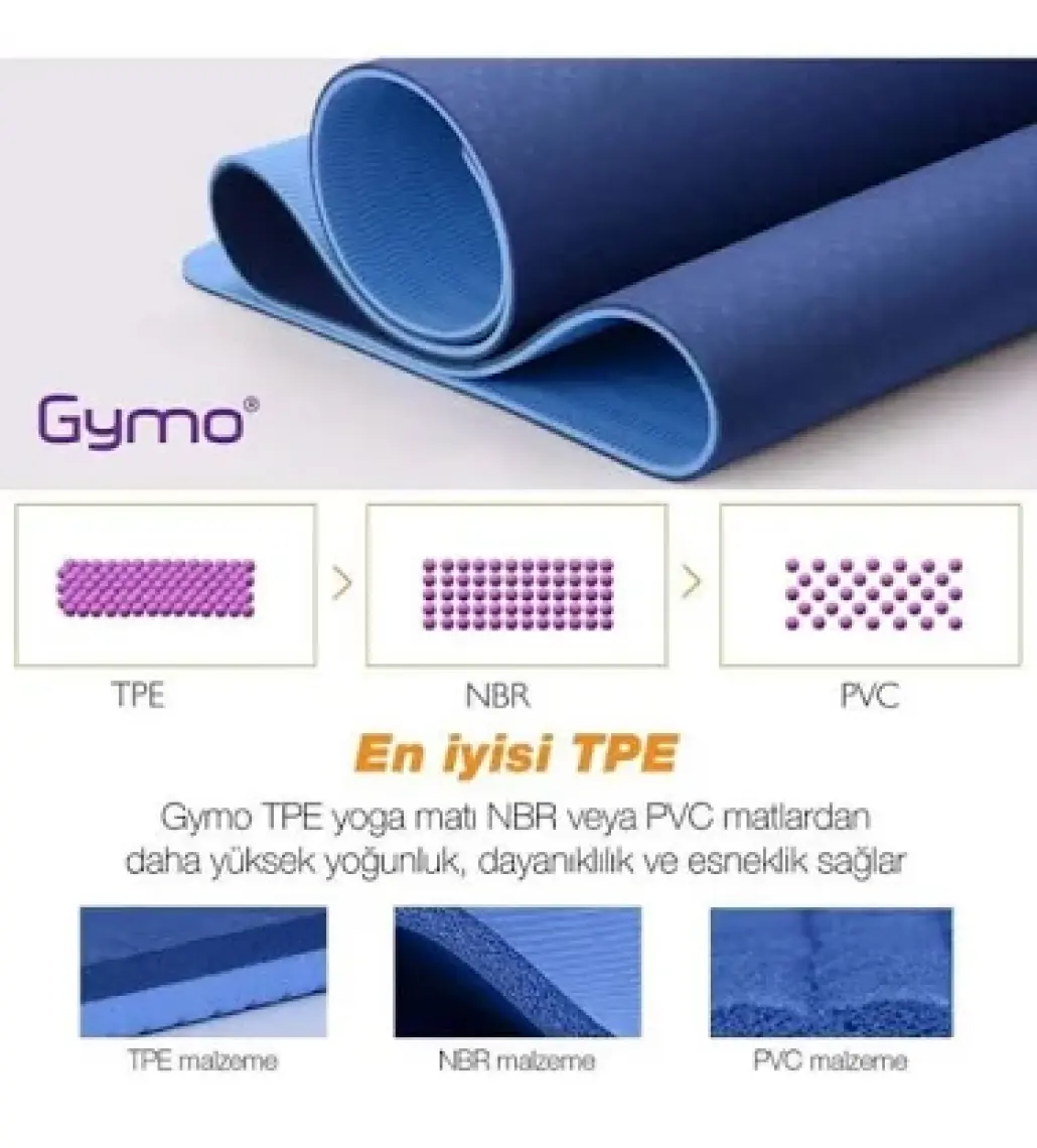 Gymo Ekolojik 6mm Tpe Yoga Matı Pilates Minderi Scarlet