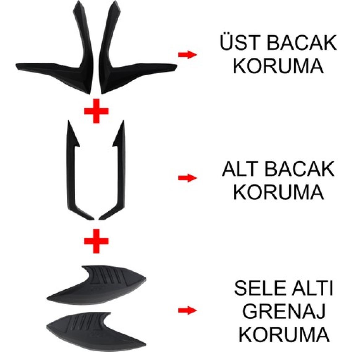 GP Kompozit Honda PCX 125 / 150 2021-2024 Uyumlu Üst/Alt Bacak ve Grenaj Koruma Seti Siyah