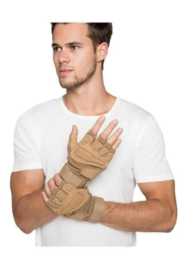 HZTG2006 TF Tactical Yarım Parmak Eldiven Haki M