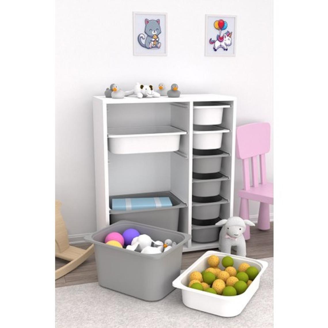 Zen 10 Sepetli Çok Amaçlı Oyuncak Dolabı Beyaz Gri 2D2K6U