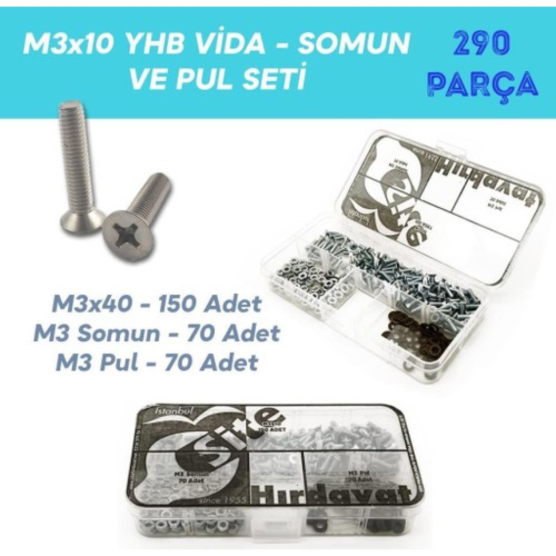 Site Hırdavat M3X10 Yhb Vida Somun ve Pul Seti, 290 Parça
