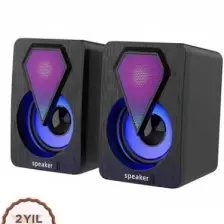 Torima Işıklı Bilgisayar Hoparlörü 1+1 Ses Sistemi 3.5mm Jack Girişli Multimedia USB Speaker D-04