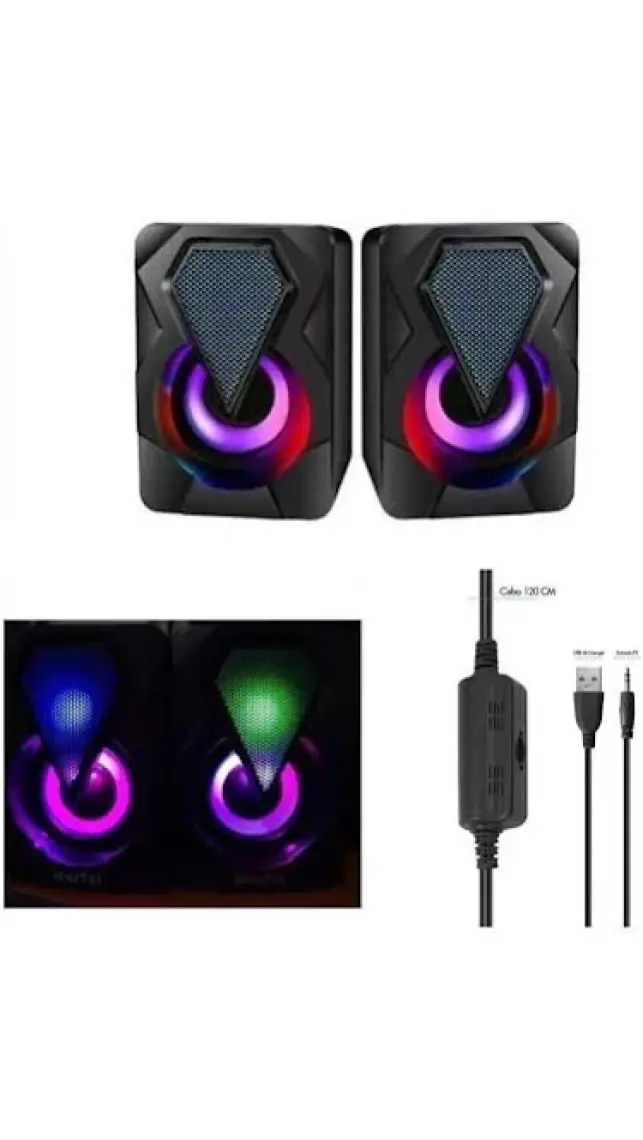 Torima Işıklı Bilgisayar Hoparlörü 1+1 Ses Sistemi 3.5mm Jack Girişli Multimedia USB Speaker D-04