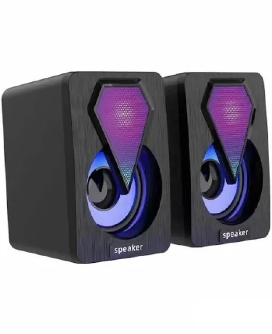 Torima Işıklı Bilgisayar Hoparlörü 1+1 Ses Sistemi 3.5mm Jack Girişli Multimedia USB Speaker D-04