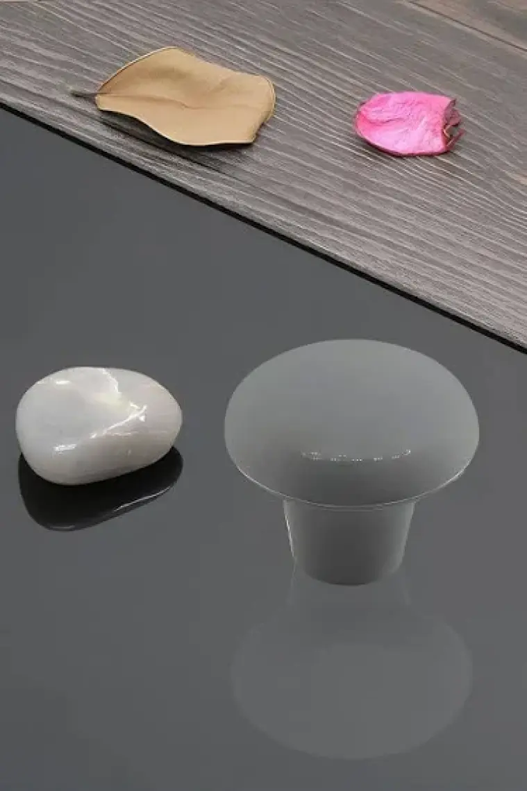 Sert Plastik Mantar Düğme Kulp Gri Dolap Mobilya Mutfak Dolabı Çekmece Kapak Kulpu Kulbu
