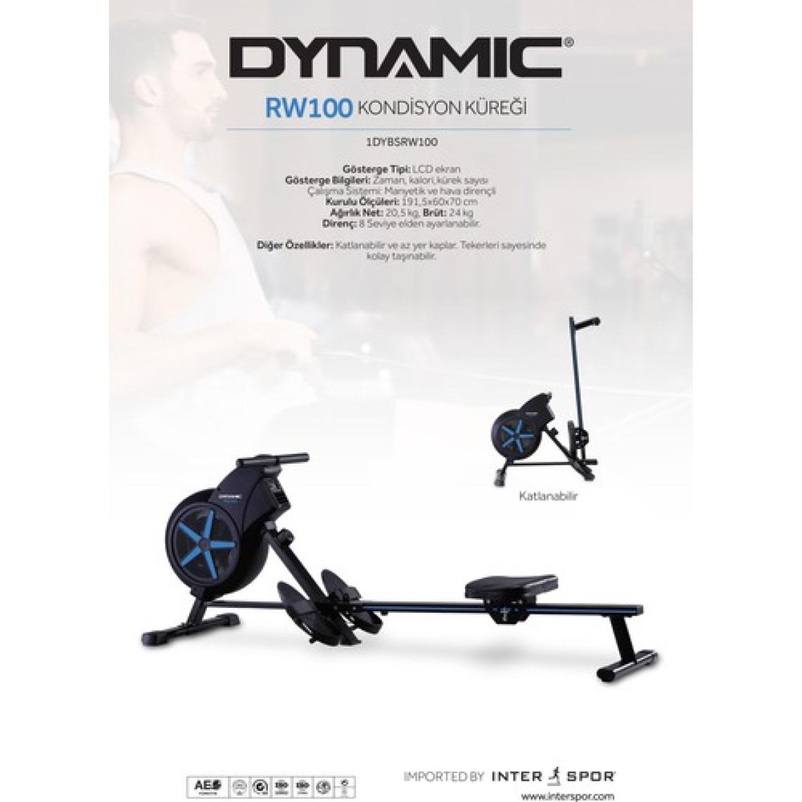 Dynamic RW100 Hava Dirençli Manyetik Kondisyon Küreği Sessiz Çalışır Katlanabilir