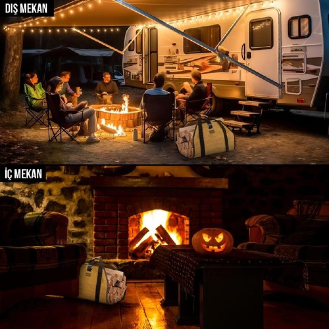 Haegs Ağır Hizmet Çantası, Waxed Kanvas, Şömine Odun Çantası, Şömine Odun Sobası Aksesuarları Amber Sarı