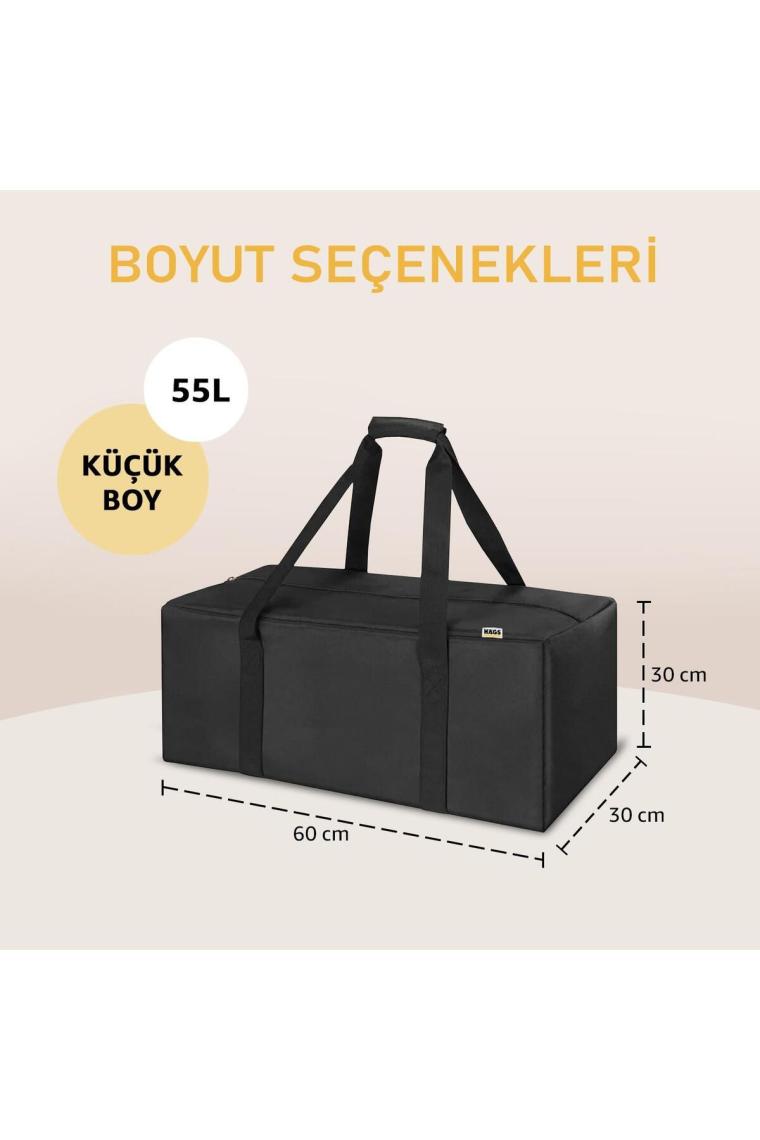 Haegs Taşıma Çantası, Dayanıklı  Spor, Kamp Malzemeleri Çantası, Hurç, Valiz, 55L Küçük Boy - Siyah