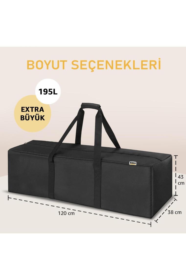Haegs Taşıma Çantası, Dayanıklı Kamp Malzemeleri Çantası, Hurç, Valiz, 195L Extra Büyük Boy - Siyah