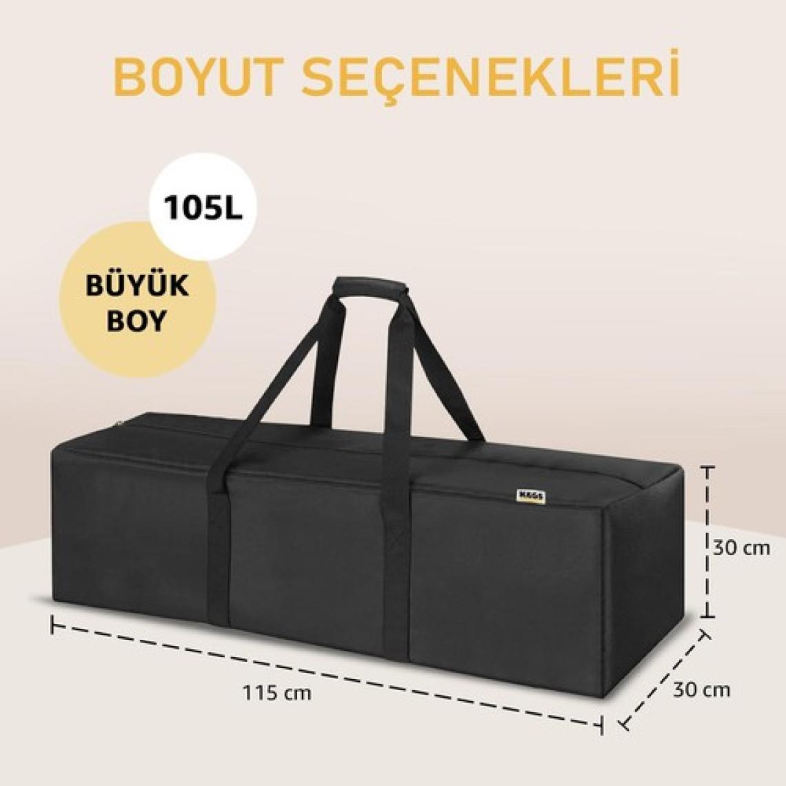 Haegs Taşıma Çantası, Dayanıklı Kamp Malzemeleri Saklama Çantası, Hurç Valiz, 105L Büyük Boy - Siyah