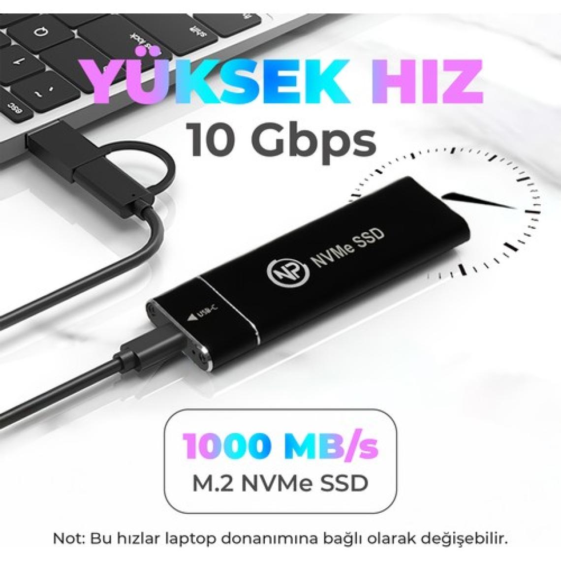 Npo DK02 Nvme M.2 900/1000MB/S 512GB Usb-A/type-C Kablolu Taşınabilir Harici SSD