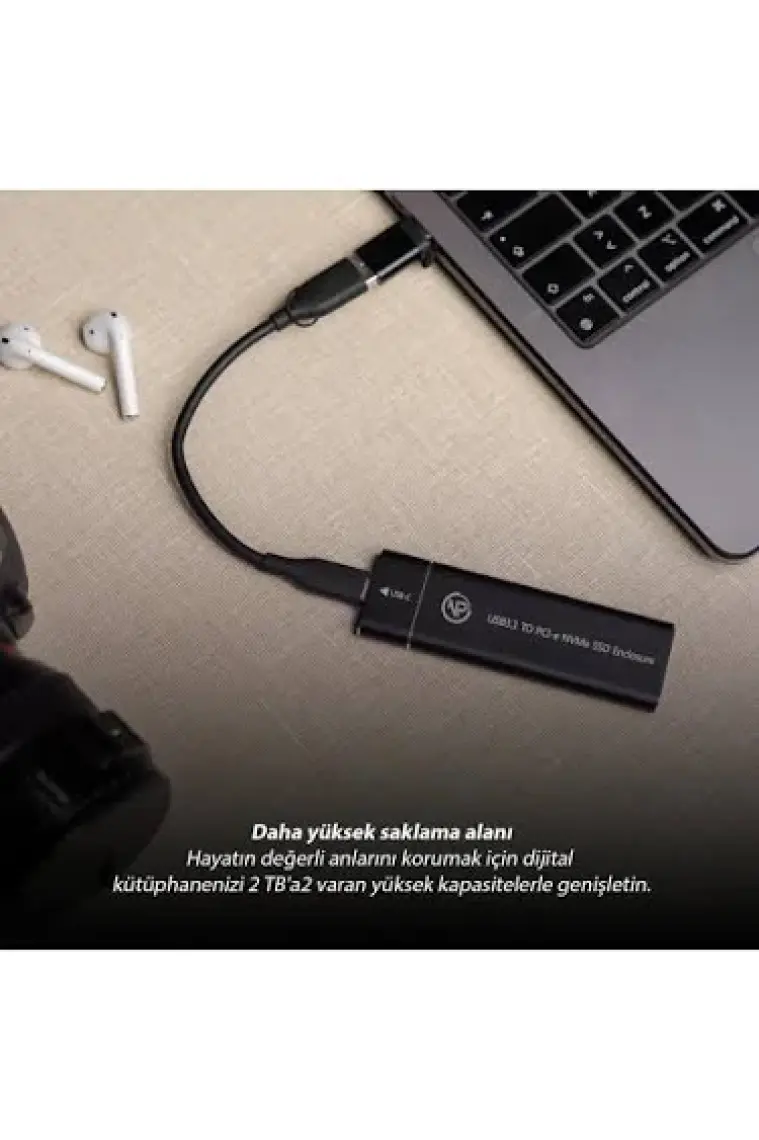 Npo DK02 Nvme M.2  Usb-A/type-C Kablolu Taşınabilir Harici SSD Için Boş Kutu