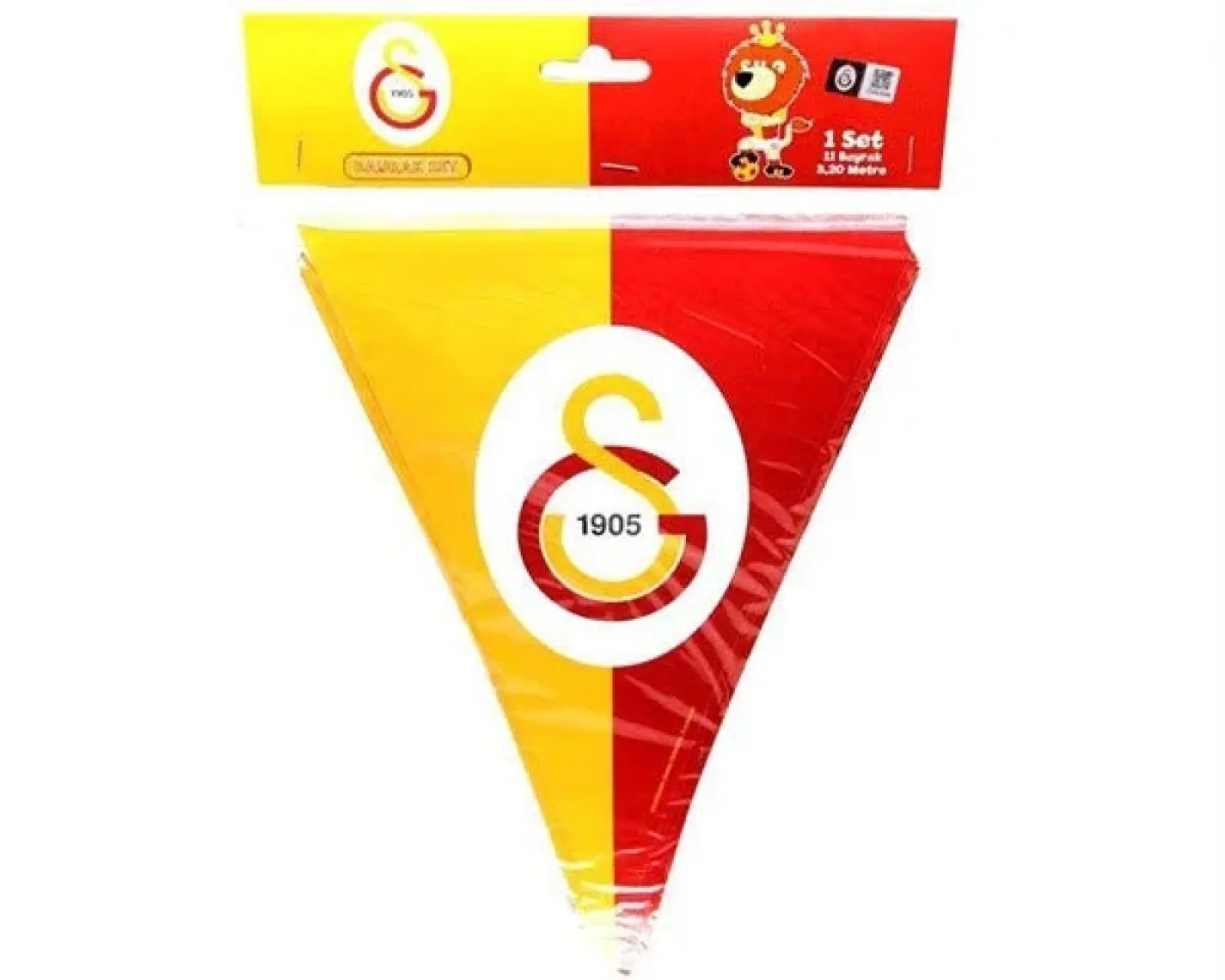 Süsle Bebek ve Parti Galatasaray Üçgen Bayrak Flama - 3,60 mt