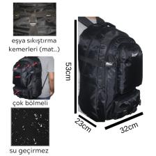 50 Lt Siyah Büyük Boy Su Geçirmez Çok Gözlü Yürüyüş-seyahat-okul-dağcı-trekking Sırt Çantası