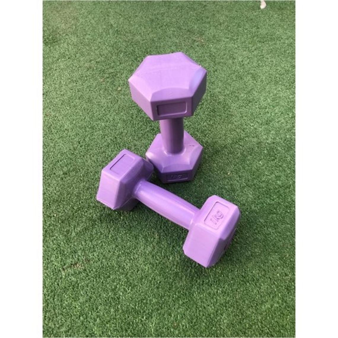 Leyaton 1 kg x 2 Adet Dambıl Vinyl Kaplı Dumbell Ağırlık - Mor Renk