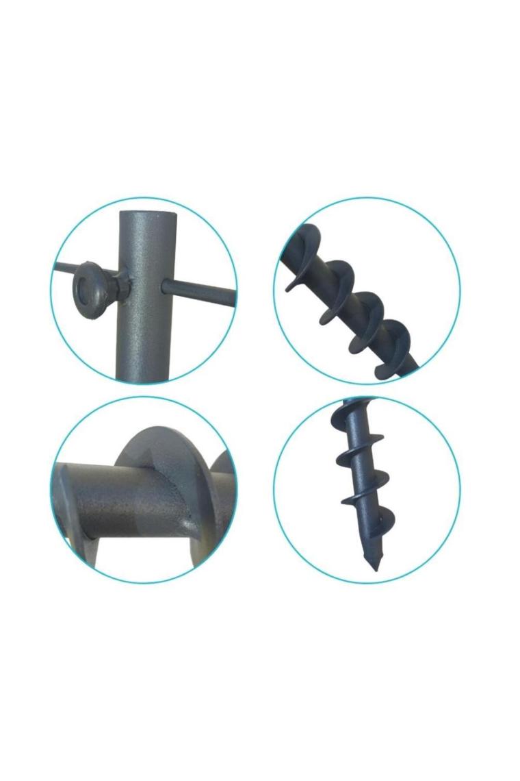 SUME Plaj Şemsiye Sabitleme Kazığı Metal Burgulu Kazık Güçlü Plaj Şemsiyesi Direk Sabitleyici