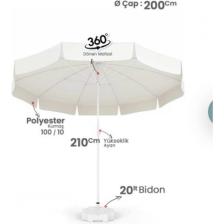 Primera Plaj Şemsiyesi 200 Cm Beyaz Kalın Oxford Kumaş ( Bidonlu )