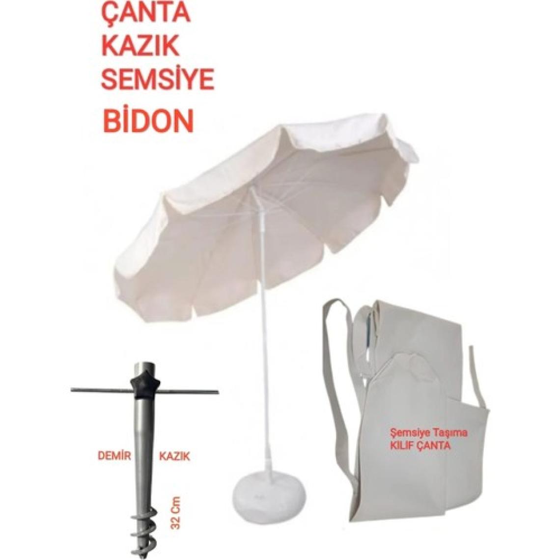 Dogant Ada Güneş Plaj Balkon Deniz  Şemsiye Takımı + Bidon +Kazık +Çanta