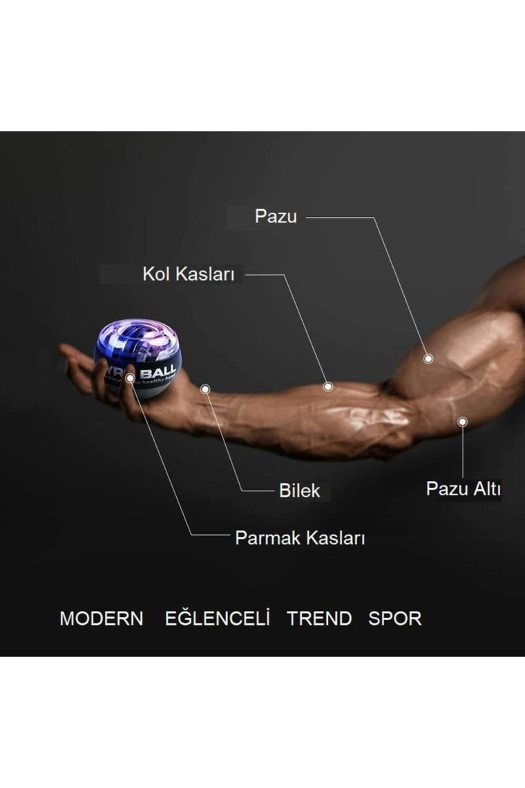 Gyro Ball El Bilek Siyah Egzersiz Topu Otomatik Jiroskop Kol Kuvvet Spor Ekipmanı
