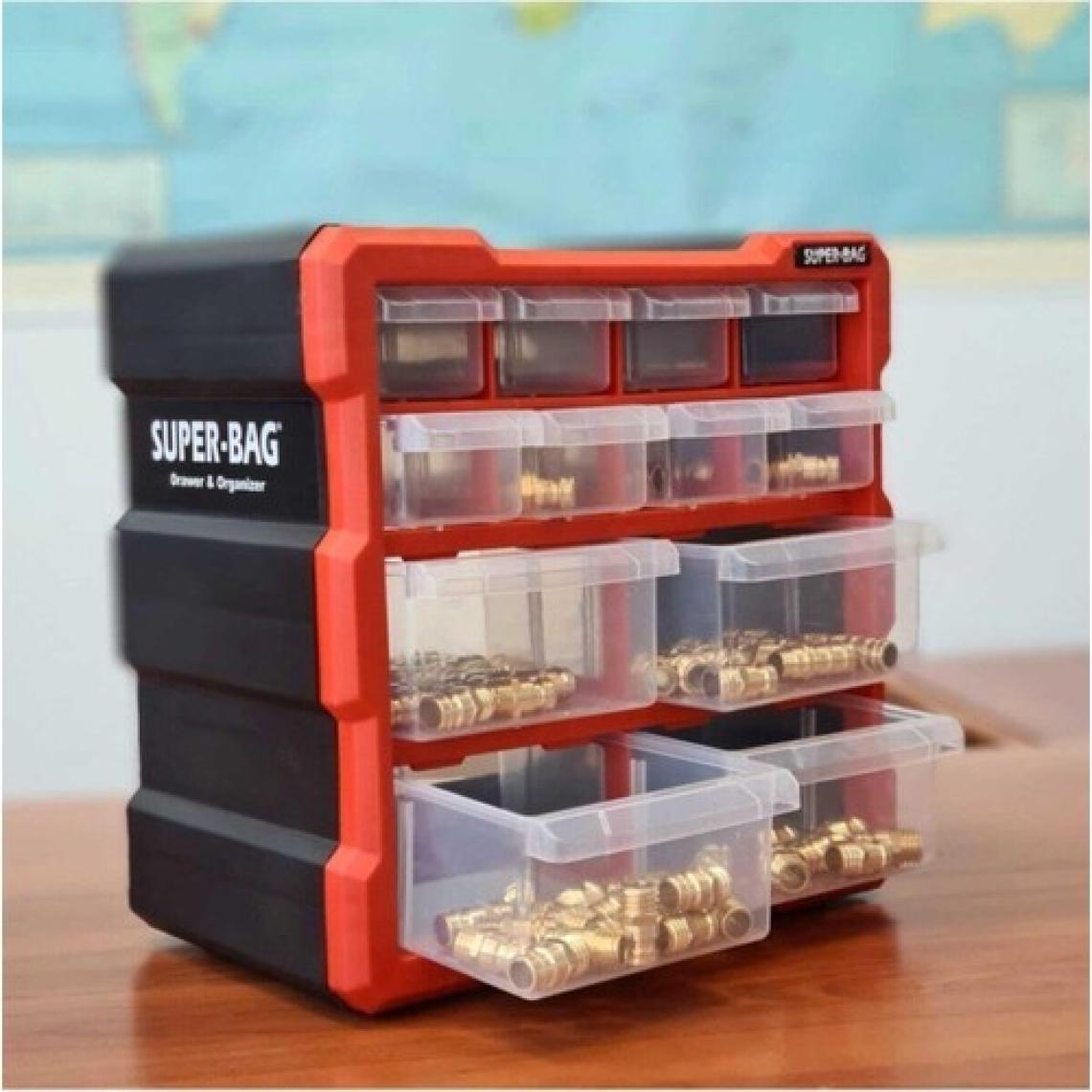 Tekreyonda Super Bag Monoblok Çekmeceli Organizer Vida Boncuk Kutusu Hobi Organizer 12 Çekmece ASR6007 Monoblok