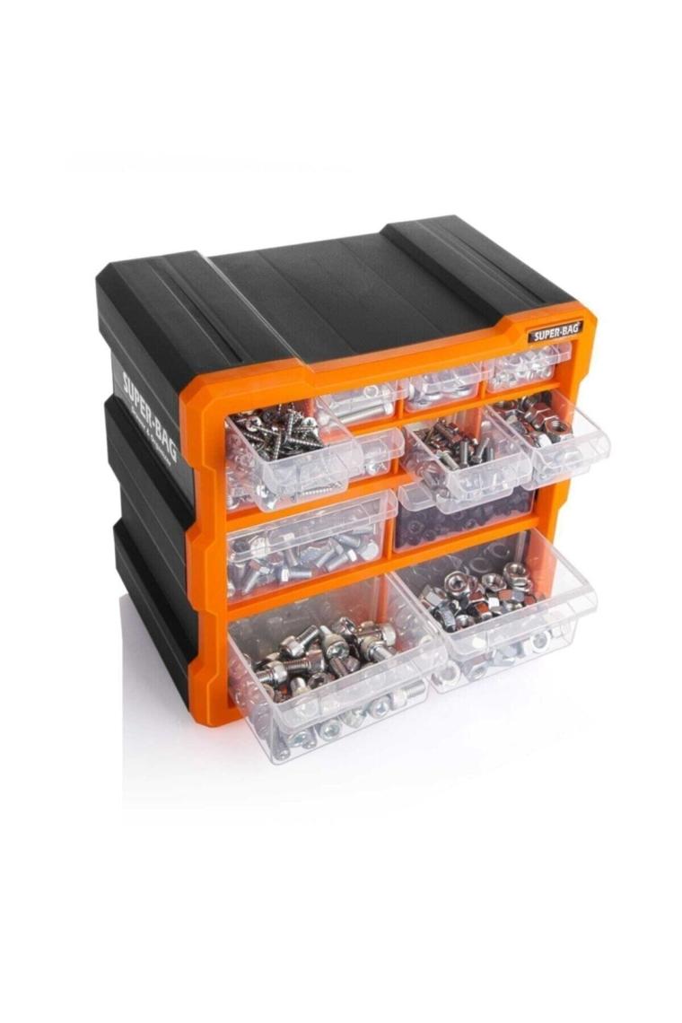 Super Bag Monoblok Çekmeceli Organizer Vida Boncuk Kutusu Hobi Organizer 12 Çekmece