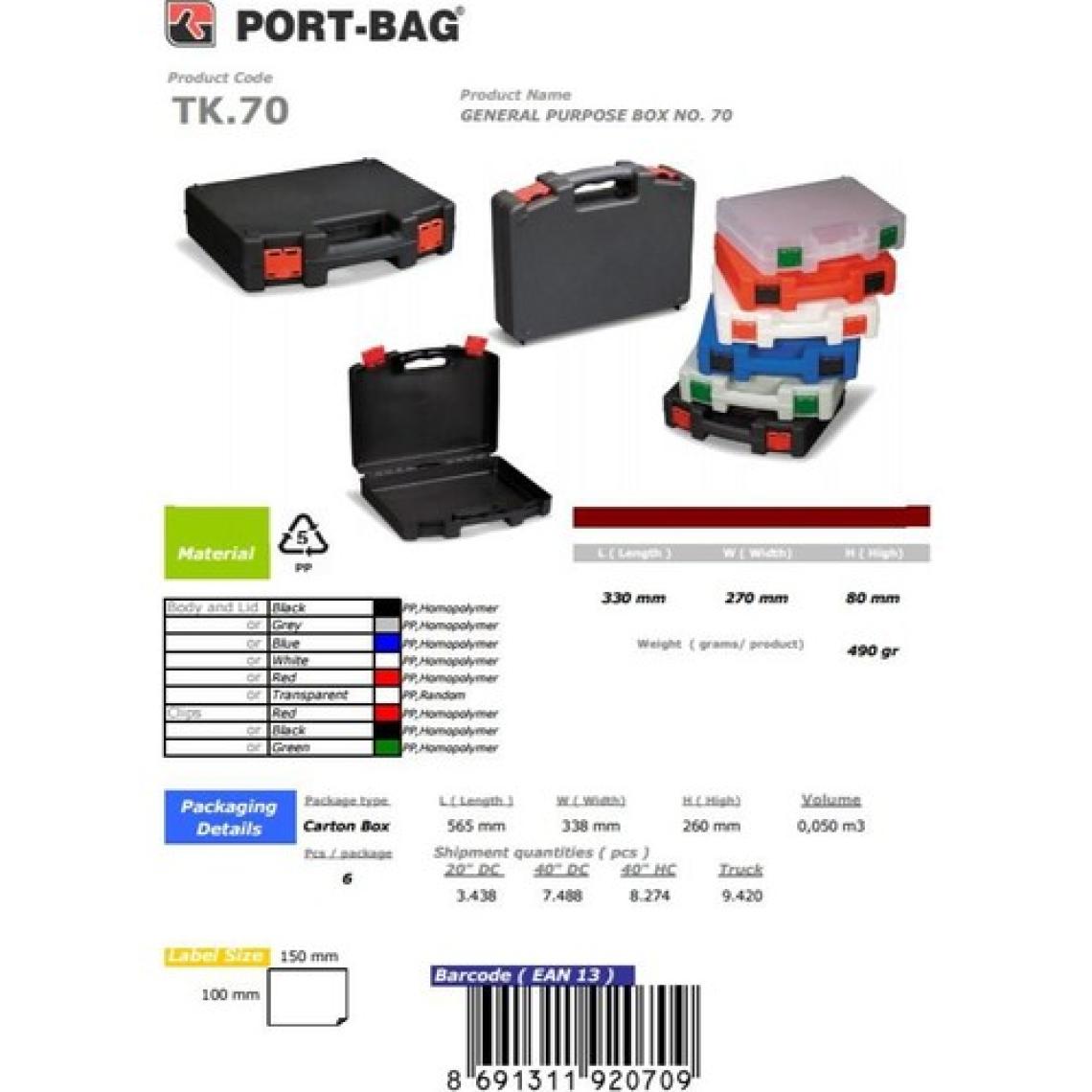 Ennalbur Portbag Tk70 Çok Amaçlı El Aleti Çantası