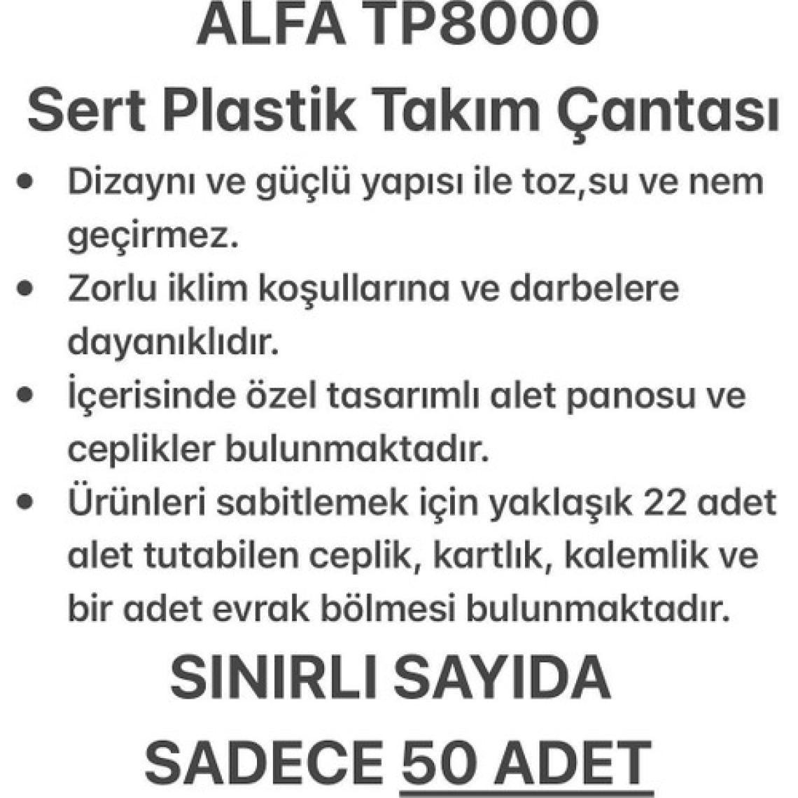 Alfa Takım TP-8000 Çantası Kırılmaz Su Geçirmez