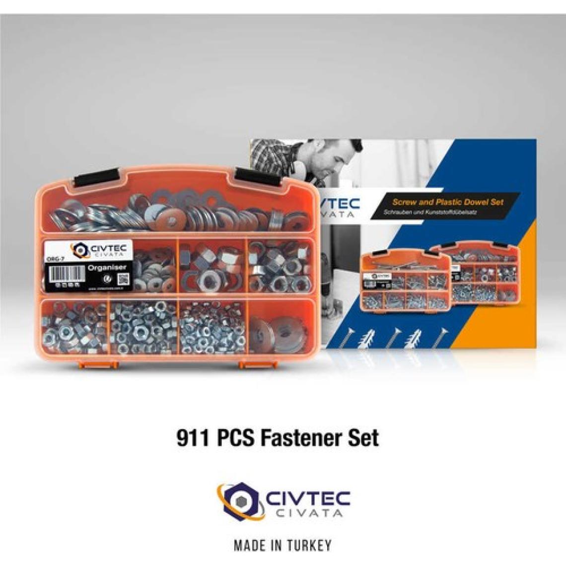 Civtec 911 Parça 12 Çeşit Somun ve Pul Seti - Takım Çantası Tk-9