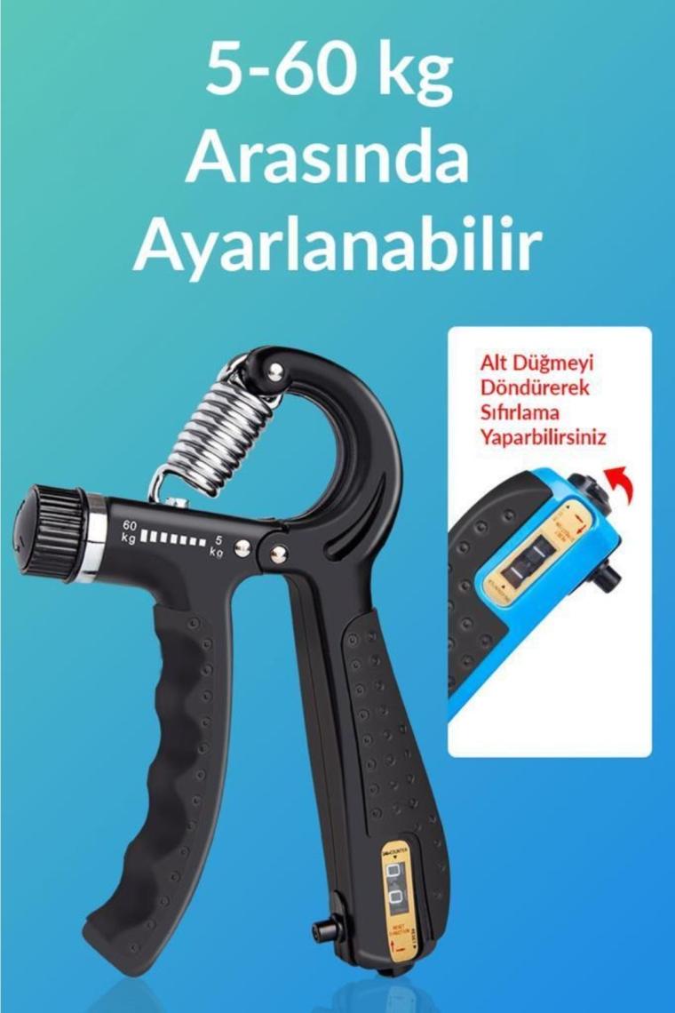 Telvesse Sayaçlı El Yayı 5-60 kg Bilek Alet Ayarlanabilir Fitness Egzersiz Mavi 5-60 kg