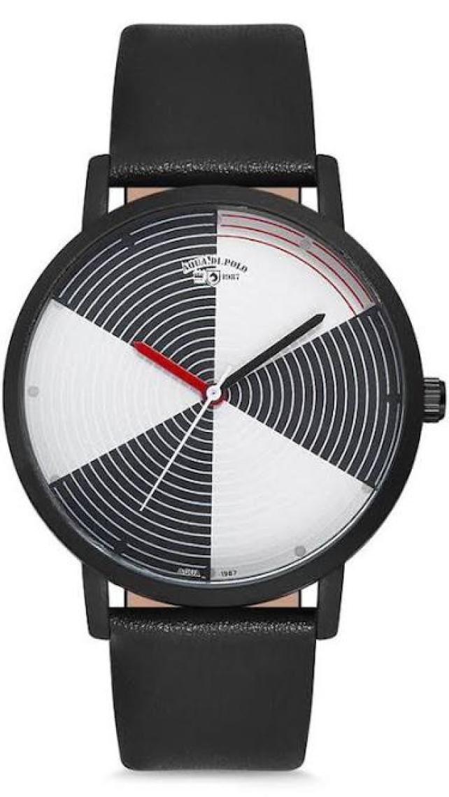 Aqua Di Polo 1987 Unisex Siyah Deri Kordonlu Analog Kol Saati APWA028600