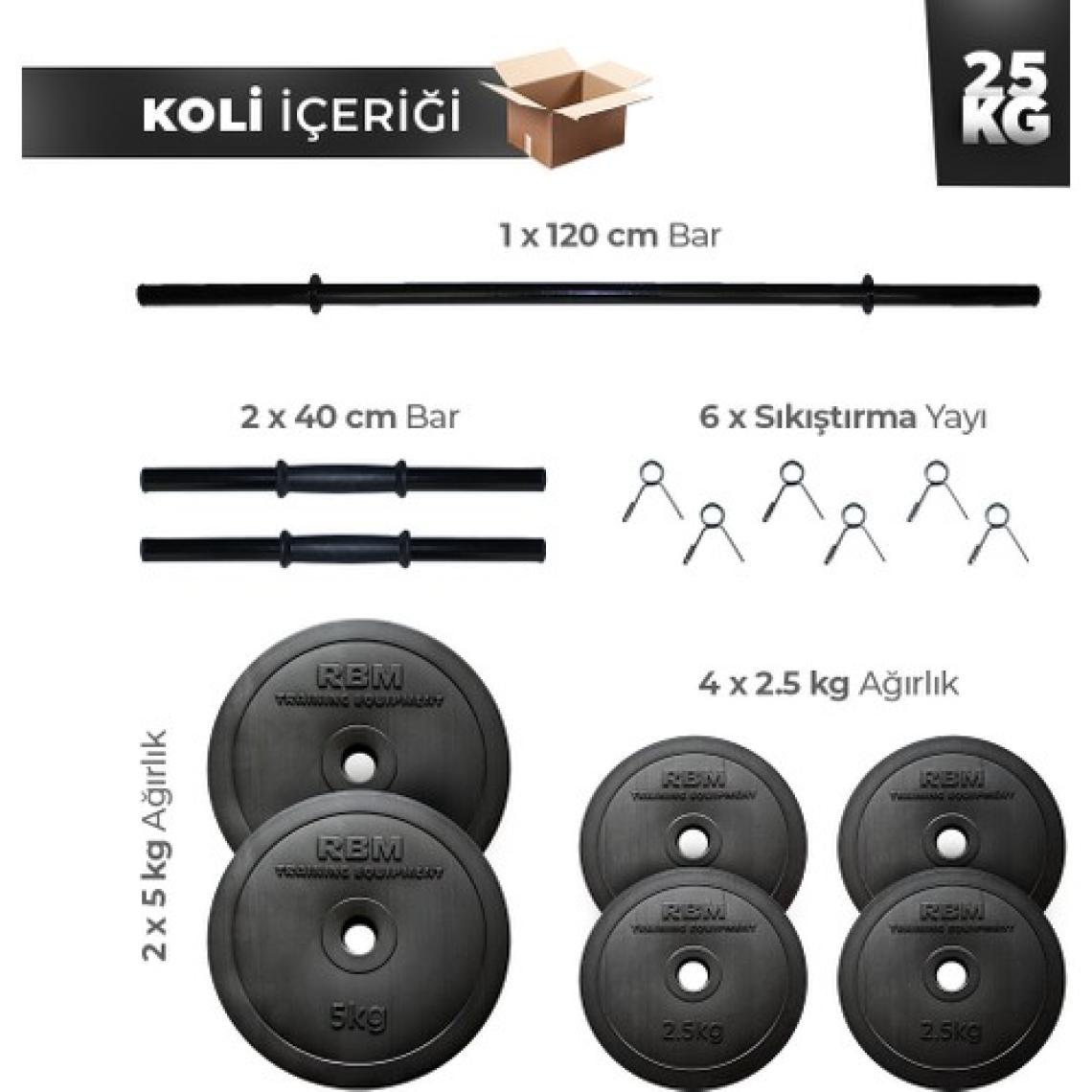 Aydın Sport 25 kg Halter Seti Dambıl Seti ve Fitness Ağırlık Seti