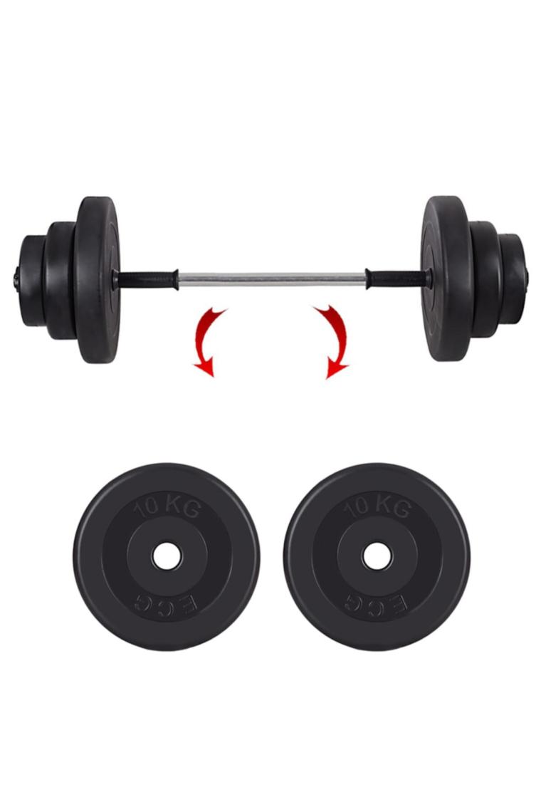 Ecgspor 22 kg Halter Seti - Deadlift Squat Biceps Triceps Shoulder