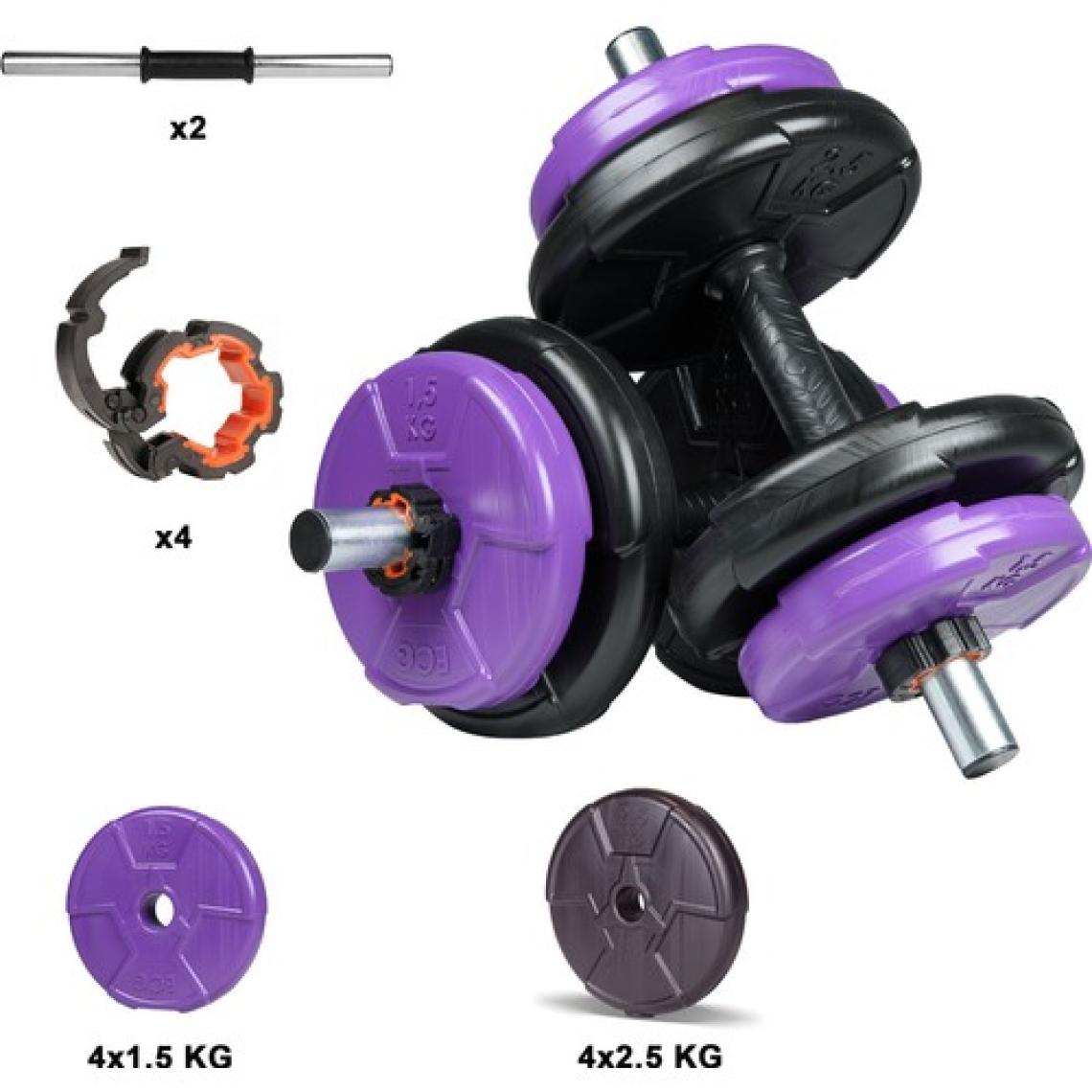 Ecgspor 16 kg Dambıl Seti Mor-Siyah 6 In 1 Fitness Set