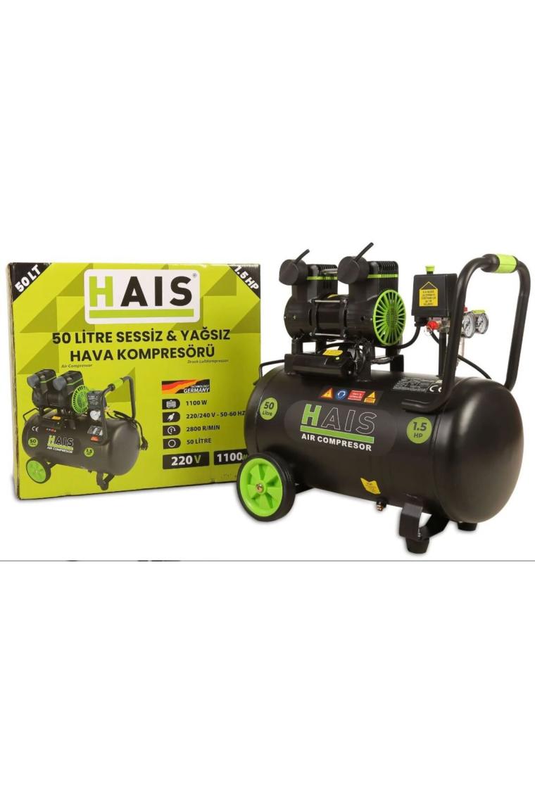 Hais 50 Litre Sessiz Yağsız Hava Kompresörü 1,5 Hp