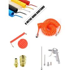 Anadolu Strong Yüksek Kalite Kompresör Spiral Hava Hortumu 8 mm 8mt Hava Jakı Hava Tabancası Recor Seti
