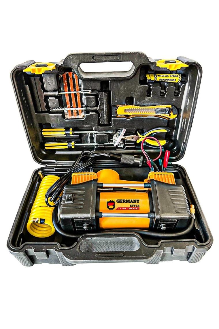 Germany Style Çift Pistonlu 12 V  150 Psi Araç Araba Lastik Bot Şişirme Kompresörü