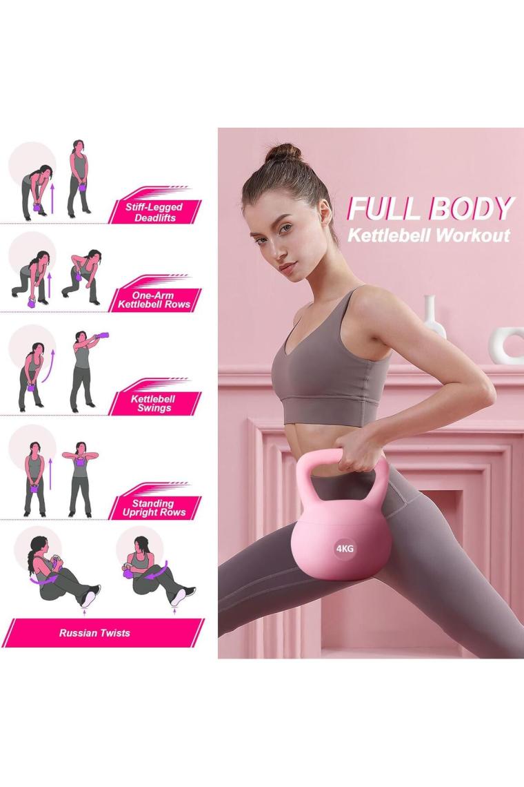 Valkyrie 4kg Soft Kettlebell Yumuşak Tabanlı Metal Kumlu  Ses Yapmaz Darbeye Dayanıklı Çift El Ağırlık