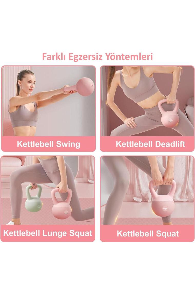 Valkyrie 4kg Soft Kettlebell Yumuşak Tabanlı Metal Kumlu  Ses Yapmaz Darbeye Dayanıklı Çift El Ağırlık