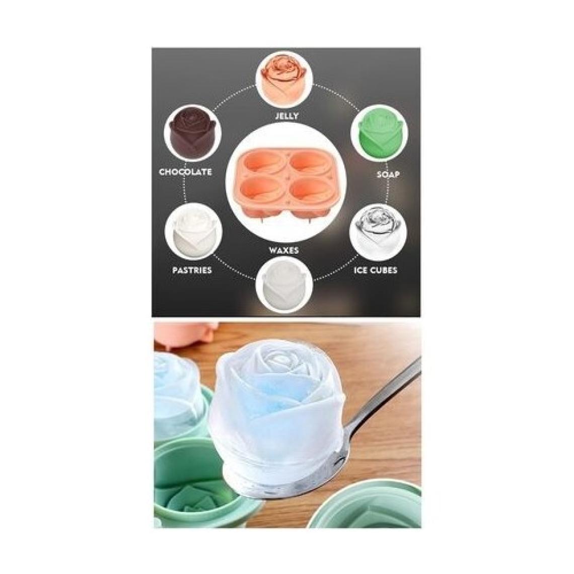 Kitchen Beauty 4'lü Gül Şekilli Buz Kalıbı 3 Boyutlu Sevimli Kokteyl Buz Gülü Silikon Büyük Buz Topları