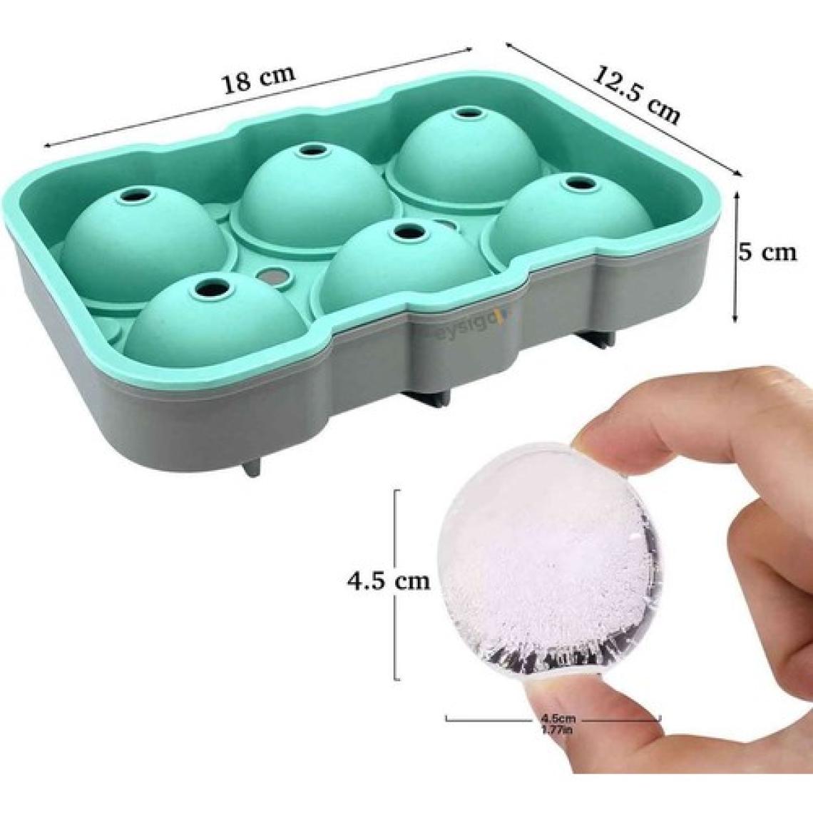 Iles Gurme Silikon Büyük 6'lı Top Buzluk Buz Kalıbı, Yeşil Gri