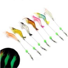 Valkyrie 7 Adet Kancalı Fosforlu Sahte Karides Balık Yemi Silikon 8cm 5gr Yapay Olta Yem Seti